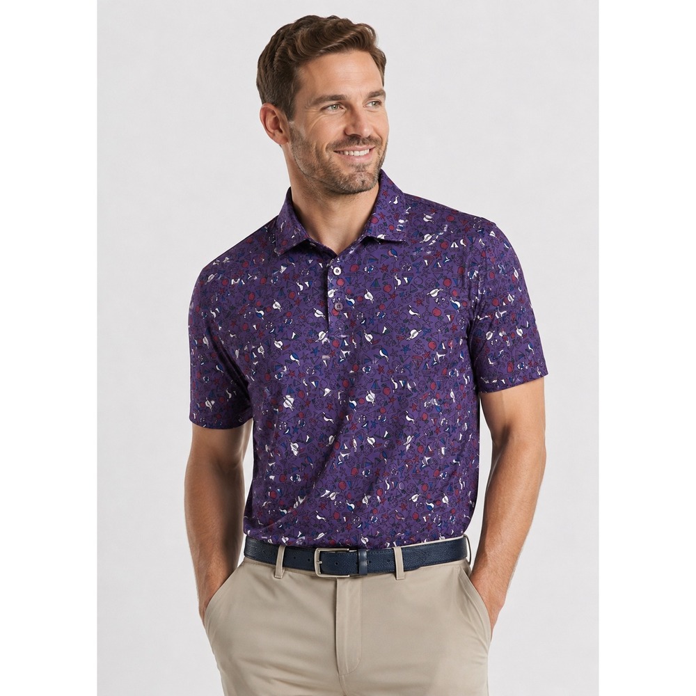 Robert Graham Purple Short Sleeve Performance Polo Shirt Medium